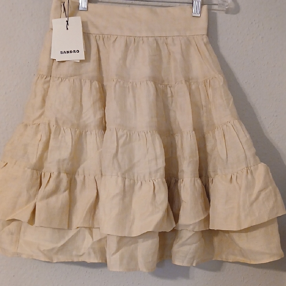 Sandro‎ Cream Tiered Skirt